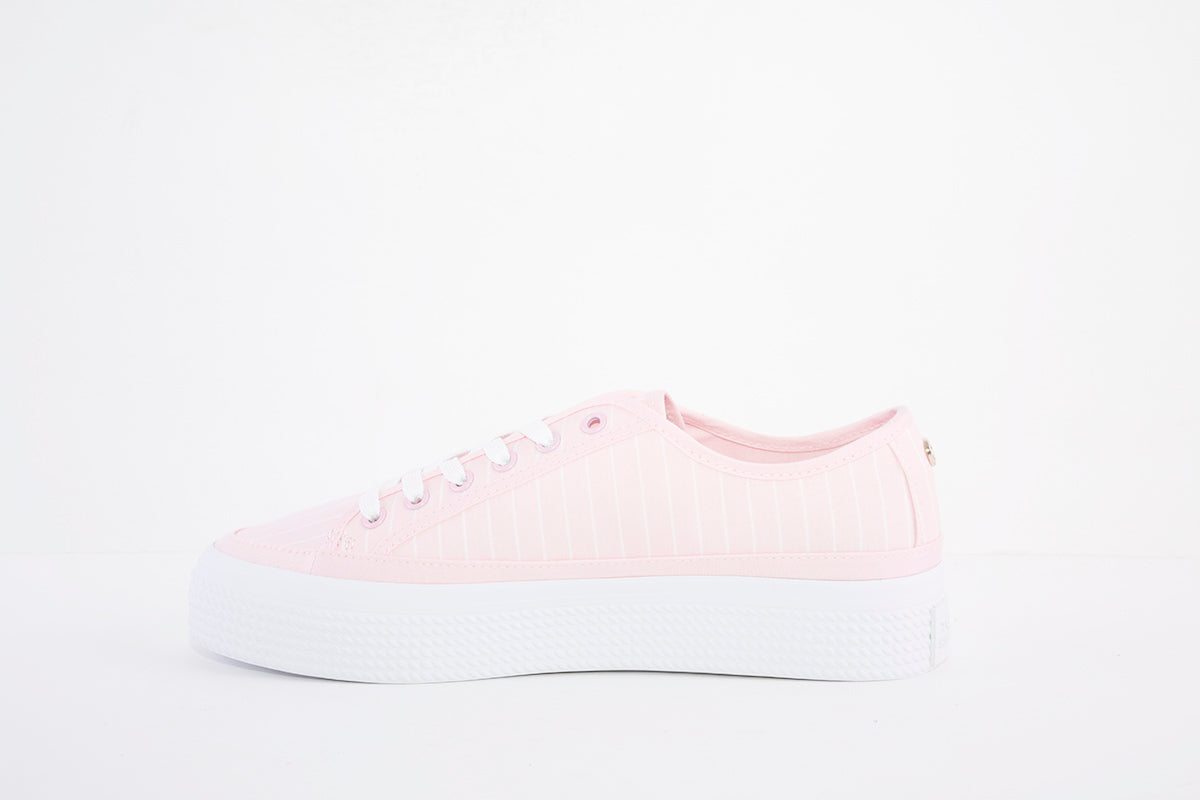 TOMMY HILFIGER - ESSENTIAL STRIP - LACED CANVAS SHOE - PINK