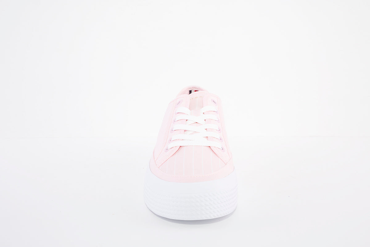 TOMMY HILFIGER - ESSENTIAL STRIP - LACED CANVAS SHOE - PINK