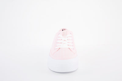 TOMMY HILFIGER - ESSENTIAL STRIP - LACED CANVAS SHOE - PINK