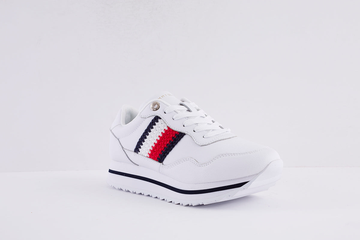 TOMY HILFIGER - CORPORATE LIFESTYLE SNEAKER-LACED SHOE - WHITE/RED/BLUE