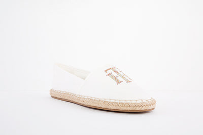 TOMMY HILFIGER - LOGO ESPADRILLE - SLIP-ON CANVAS SHOE - WHITE