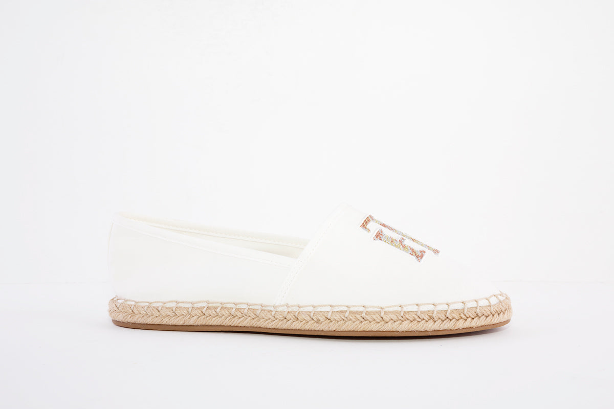 TOMMY HILFIGER - LOGO ESPADRILLE - SLIP-ON CANVAS SHOE - WHITE