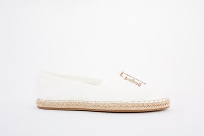 TOMMY HILFIGER - LOGO ESPADRILLE - SLIP-ON CANVAS SHOE - WHITE