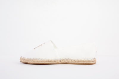 TOMMY HILFIGER - LOGO ESPADRILLE - SLIP-ON CANVAS SHOE - WHITE