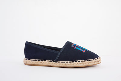 TOMMY HILFIGER - LOGO ESPADRILLE - SLIP-ON CANVAS SHOE - NAVY