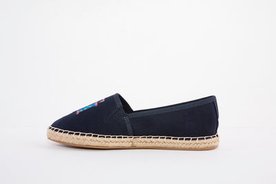 TOMMY HILFIGER - LOGO ESPADRILLE - SLIP-ON CANVAS SHOE - NAVY