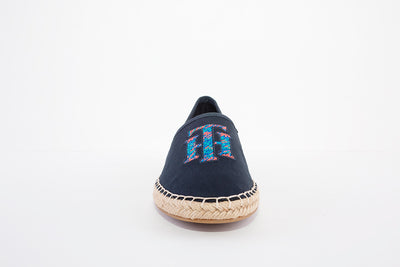 TOMMY HILFIGER - LOGO ESPADRILLE - SLIP-ON CANVAS SHOE - NAVY