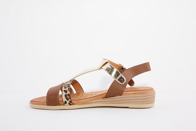 SUSST - ERICA22 FLAT FASHION SANDAL - TAN MULTI