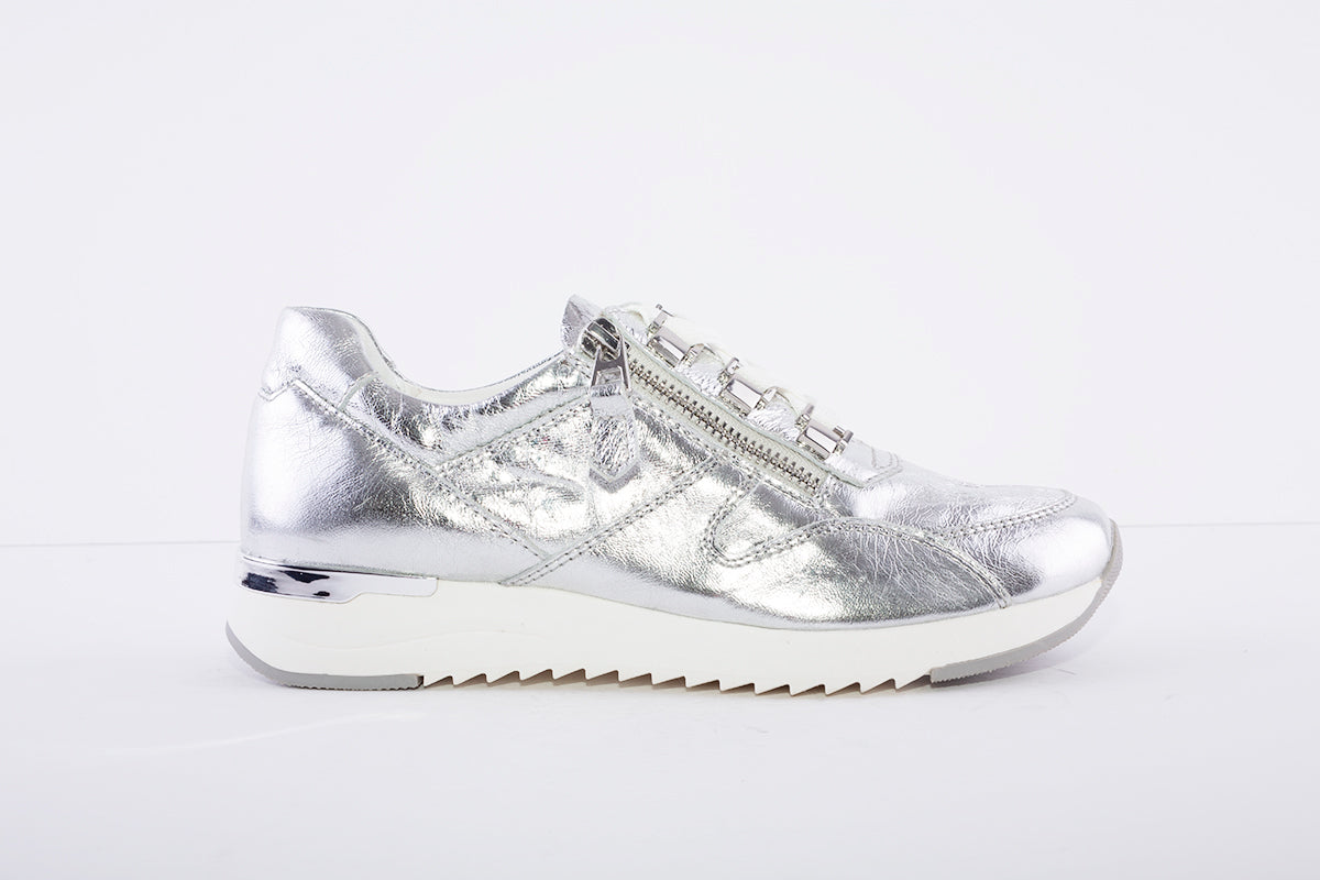 CAPRICE - LOW WEDGE LACED TRAINER  - SILVER METALLIC