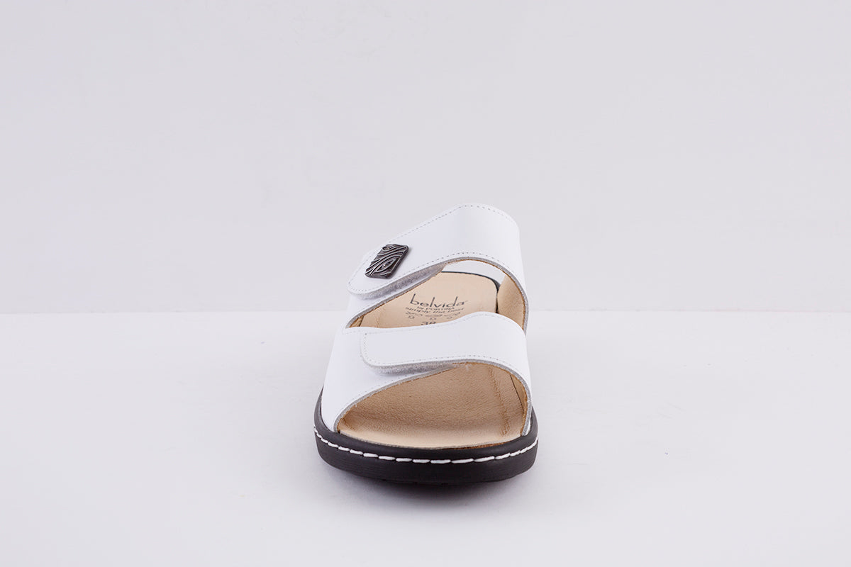 BELVIDA 10.219 DOUBLE VELCRO COMFORT MULE - WHITE