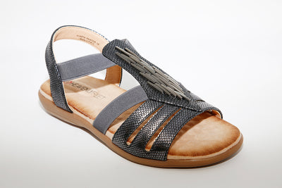 HEAVENLY FEET - Agneta Pewter Flat Sandal