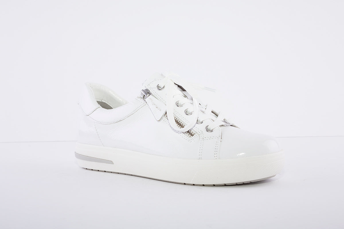 CAPRICE - LACED FASHION TRAINER - WHITE PATENT