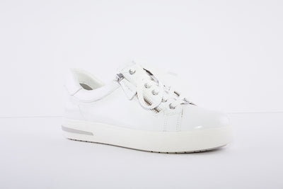 CAPRICE - LACED FASHION TRAINER - WHITE PATENT