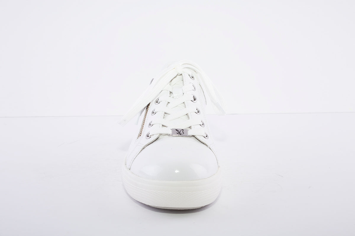 CAPRICE - LACED FASHION TRAINER - WHITE PATENT