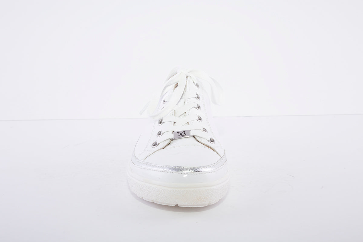 CAPRICE - LACED FASHION TRAINER - WHITE PATENT
