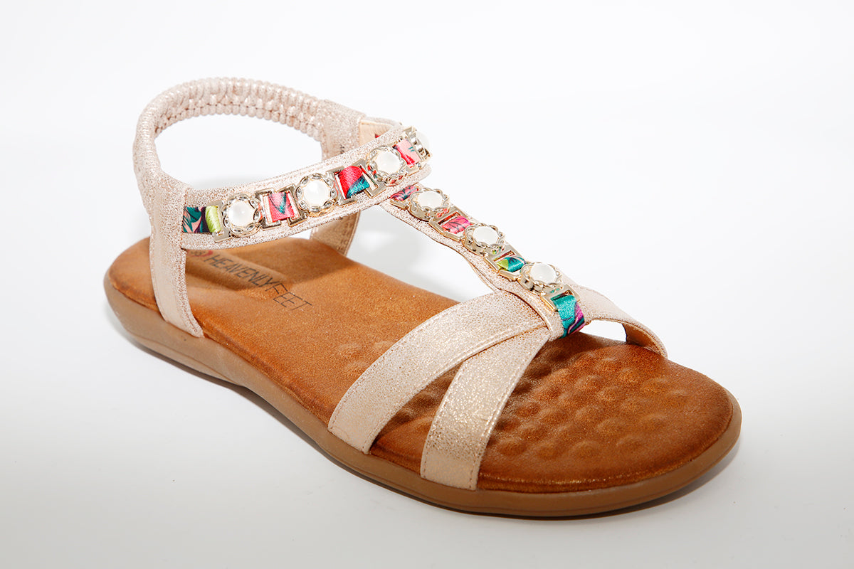 HEAVENLY FEET - Amber Rose Gold Flat Sandal