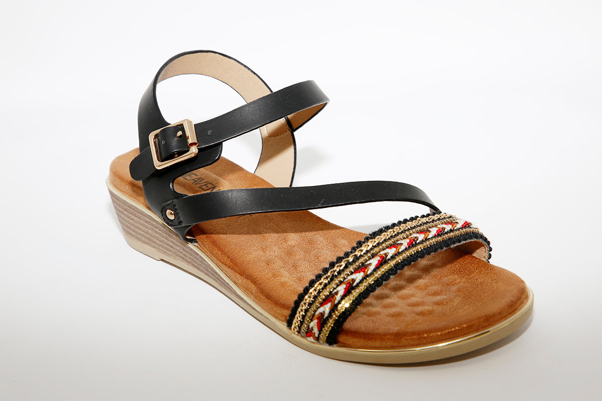 LO WEDGE SANDAL - BLACK