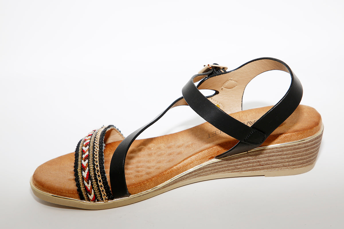 LO WEDGE SANDAL - BLACK