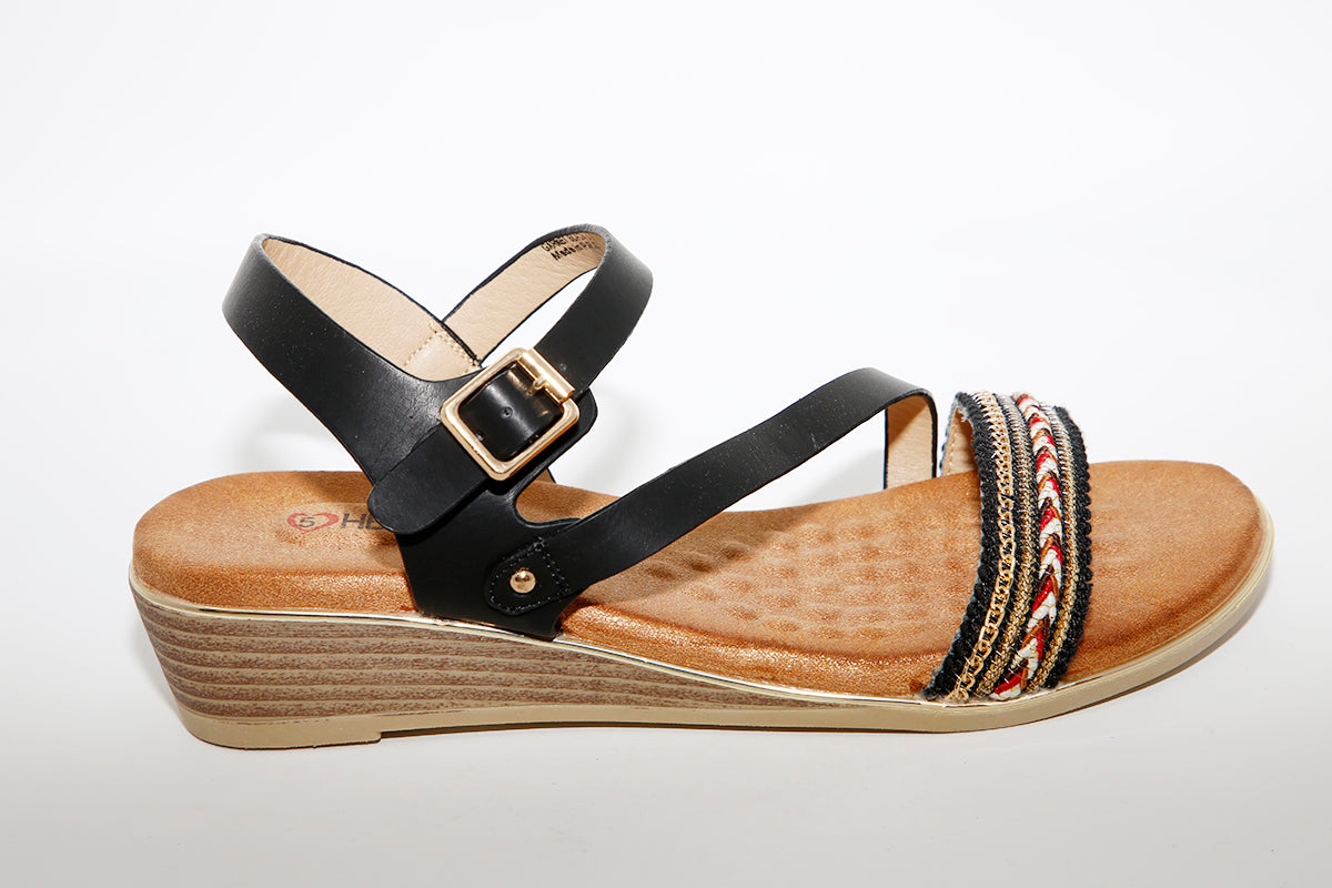LO WEDGE SANDAL - BLACK