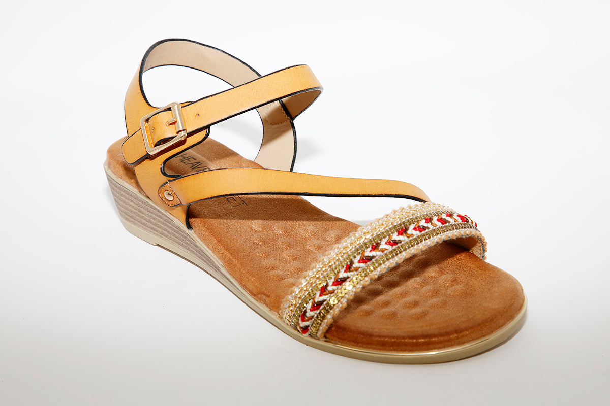 HEAVENLY FEET - Garnet Tan Strap Sandal