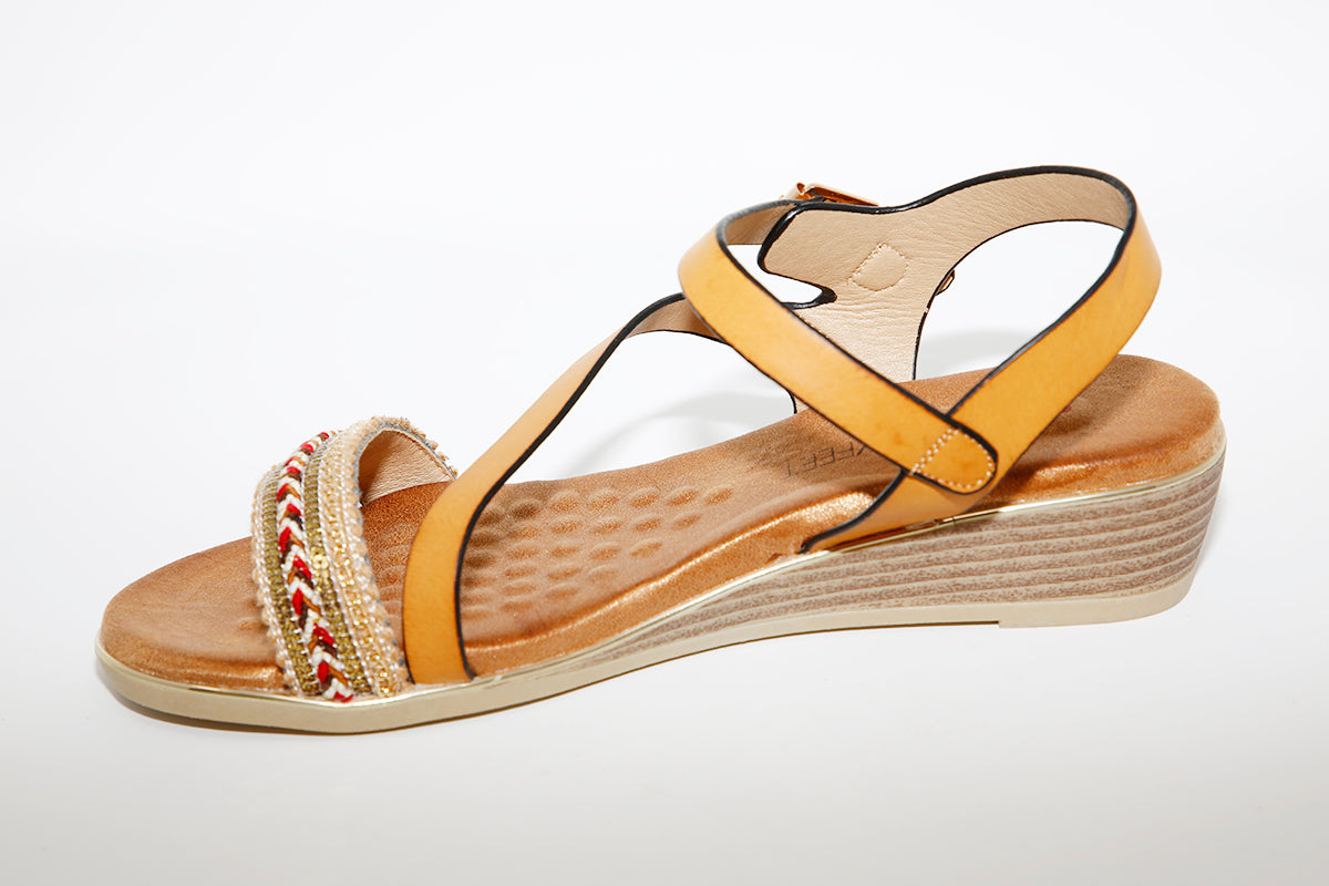 HEAVENLY FEET - Garnet Tan Strap Sandal