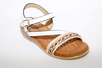 HEAVENLY FEET - Garnet White Strap Sandal