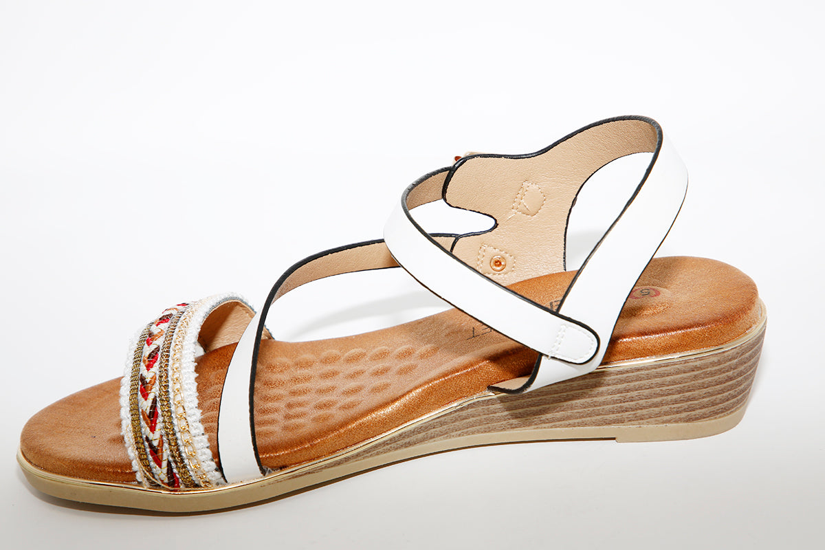 HEAVENLY FEET - Garnet White Strap Sandal
