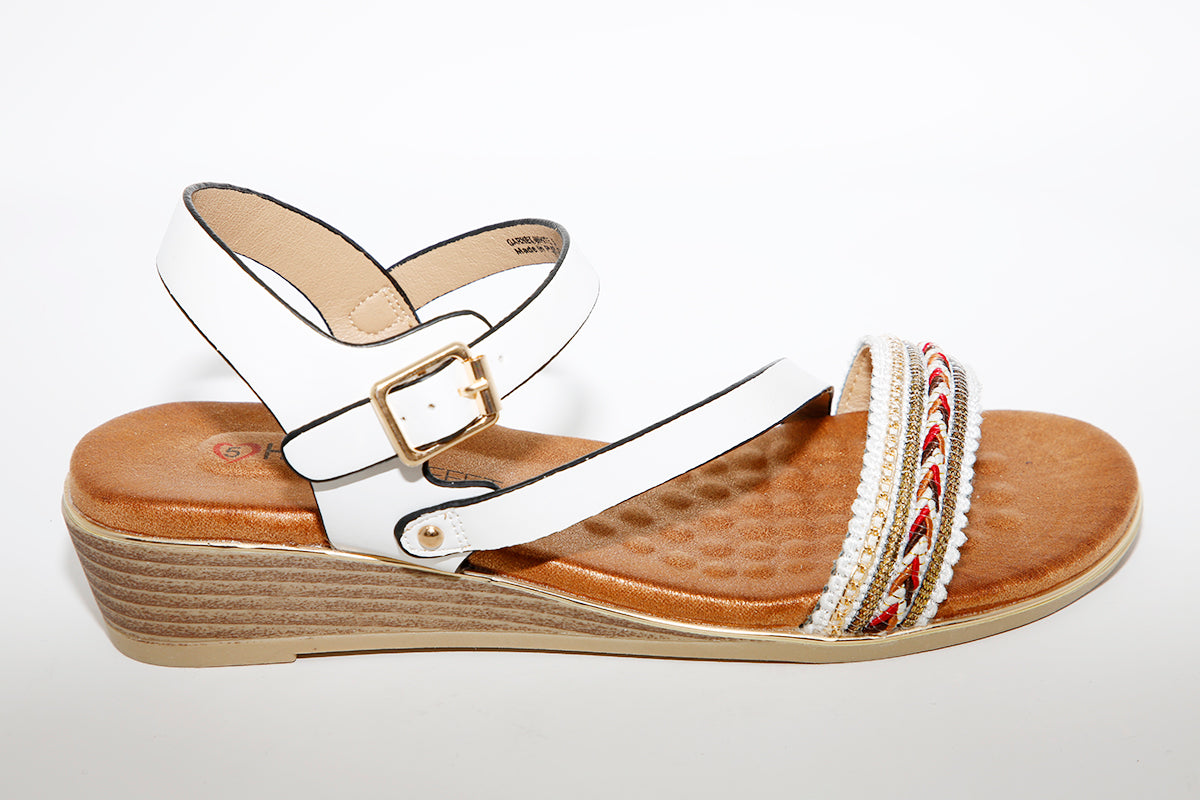 HEAVENLY FEET - Garnet White Strap Sandal