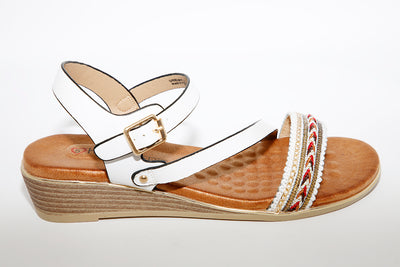 HEAVENLY FEET - Garnet White Strap Sandal