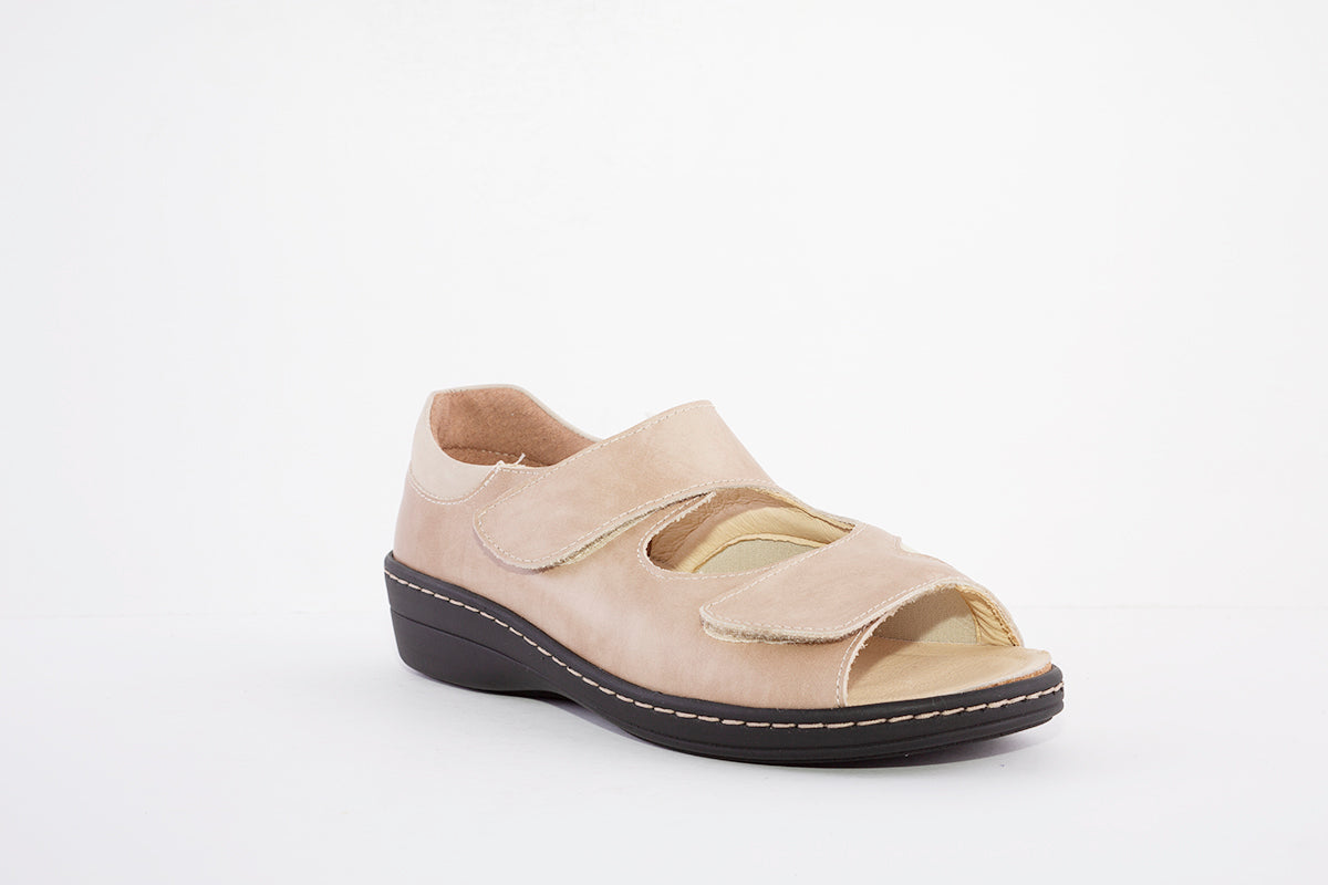 BELVIDA 10.104 HEEL-IN VELCRO STRAP COMFORT SANDAL - TAUPE