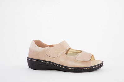 BELVIDA 10.104 HEEL-IN VELCRO STRAP COMFORT SANDAL - TAUPE