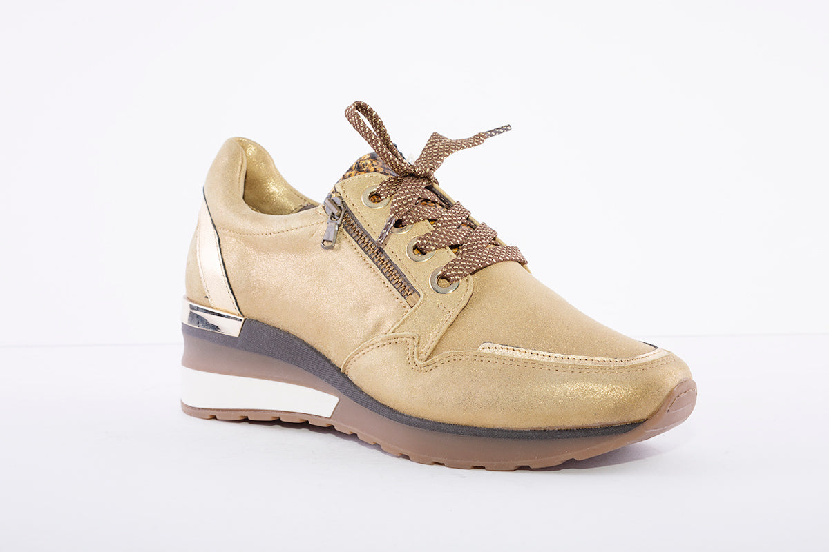 SOFTWAVES - 7.70.04 CHUNKY LACED WEDGE SHOE - MUSTARD