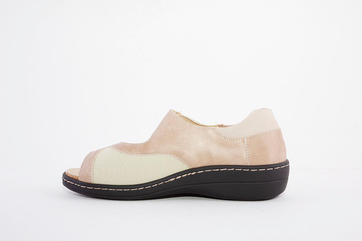 BELVIDA 10.104 HEEL-IN VELCRO STRAP COMFORT SANDAL - TAUPE