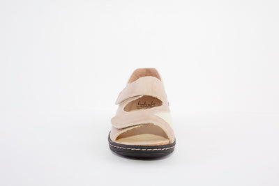 BELVIDA 10.104 HEEL-IN VELCRO STRAP COMFORT SANDAL - TAUPE