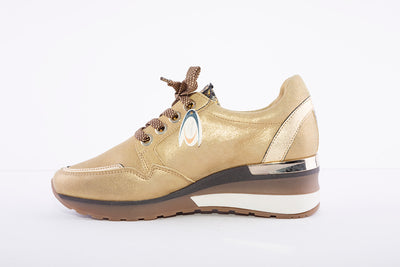 SOFTWAVES - 7.70.04 CHUNKY LACED WEDGE SHOE - MUSTARD