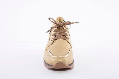 SOFTWAVES - 7.70.04 CHUNKY LACED WEDGE SHOE - MUSTARD