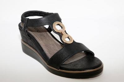HEAVENLY FEET - Medium Wedge Sandal Black