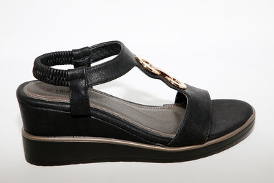 HEAVENLY FEET - Medium Wedge Sandal Black