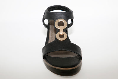 HEAVENLY FEET - Medium Wedge Sandal Black