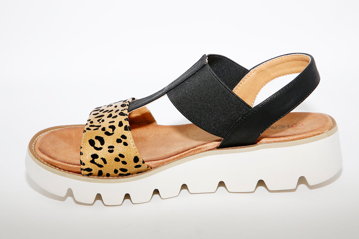 LDS PLATFORM SANDAL - BLACK LEOPARD