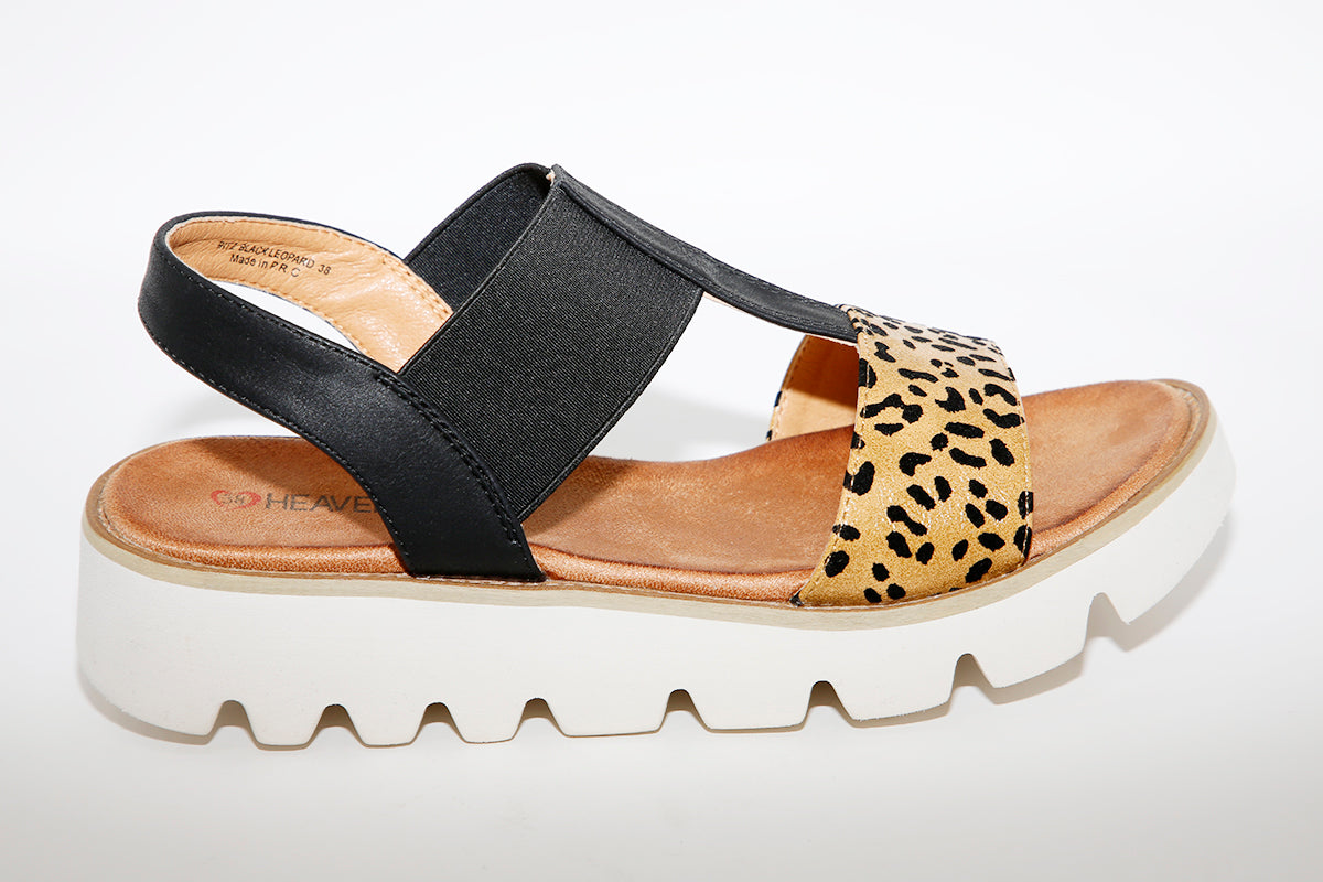 LDS PLATFORM SANDAL - BLACK LEOPARD