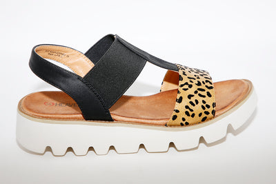 LDS PLATFORM SANDAL - BLACK LEOPARD