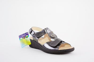 BELVIDA 42.212 VELCRO STRAP COMFORT SANDAL - PEWTER