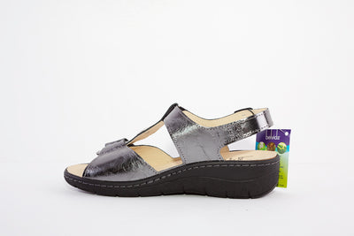 BELVIDA 42.212 VELCRO STRAP COMFORT SANDAL - PEWTER