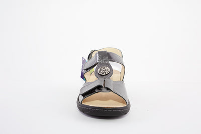 BELVIDA 42.212 VELCRO STRAP COMFORT SANDAL - PEWTER