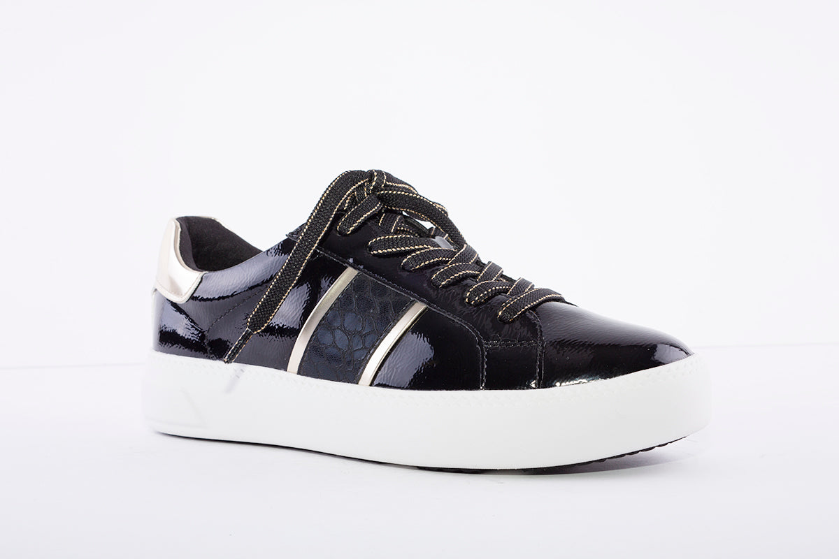 TAMARIS - LACED FASHION SHOE - BLACK/GOLD