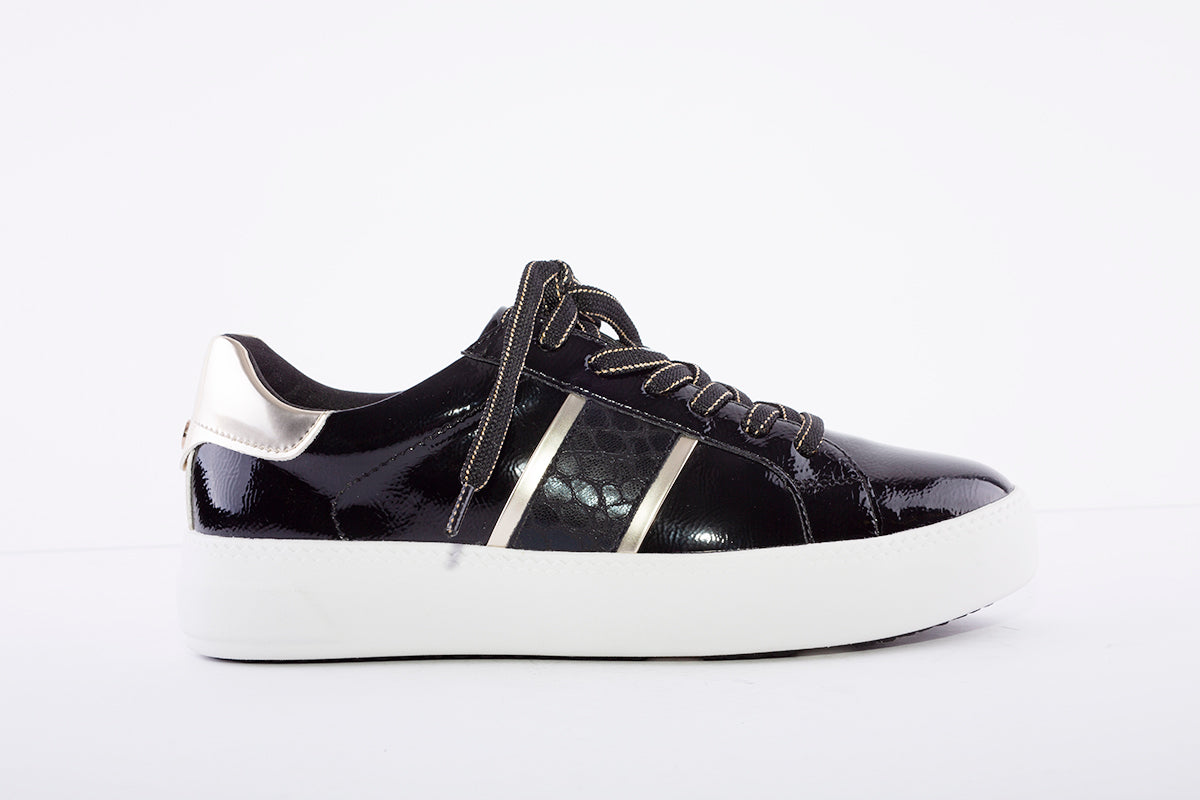 TAMARIS - LACED FASHION SHOE - BLACK/GOLD