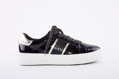 TAMARIS - LACED FASHION SHOE - BLACK/GOLD