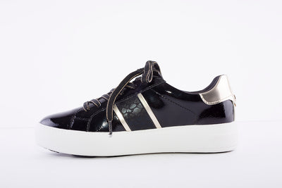 TAMARIS - LACED FASHION SHOE - BLACK/GOLD