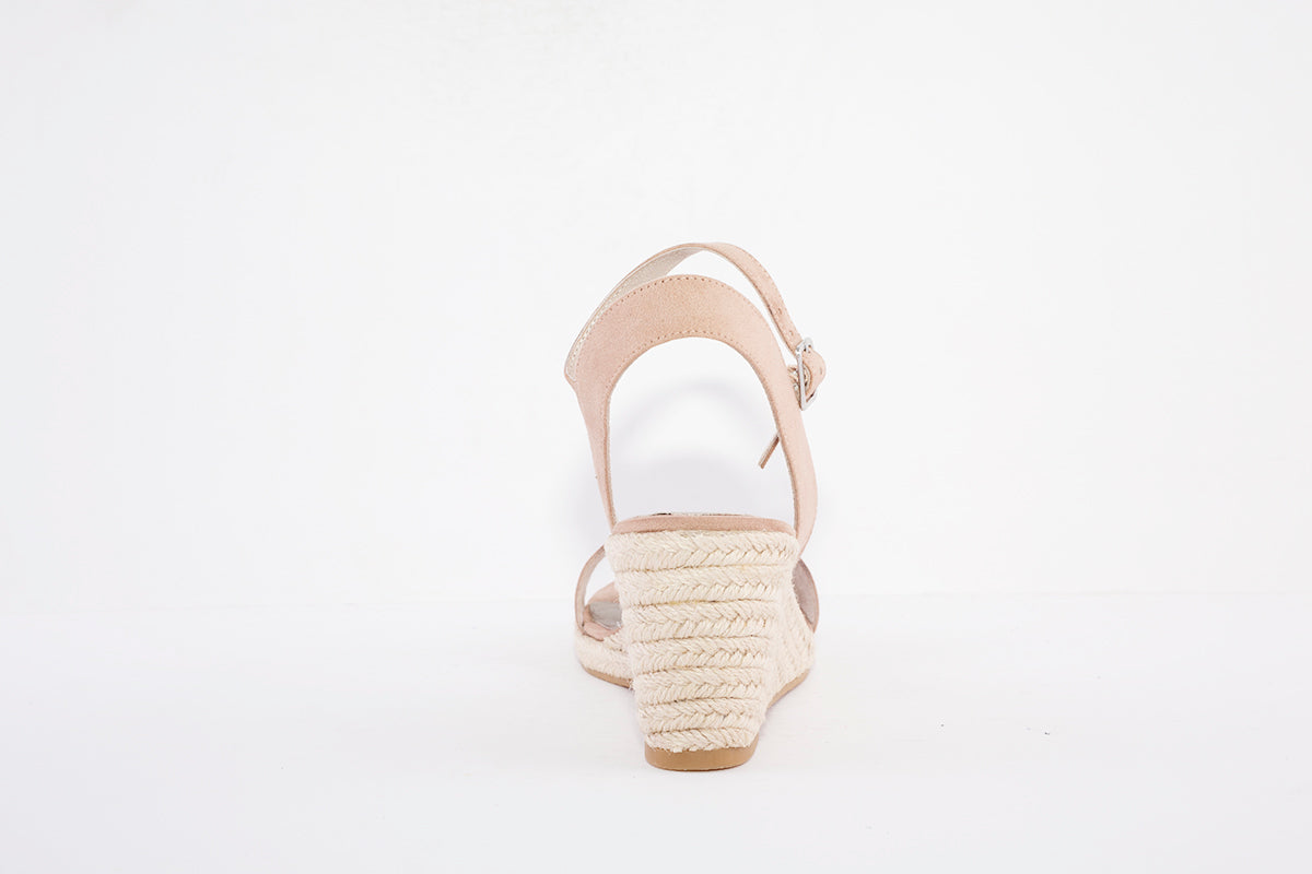 TAMARIS 28300-558 HIGH WEDGE FASHION SANDAL - DUSTY PINK SUEDE